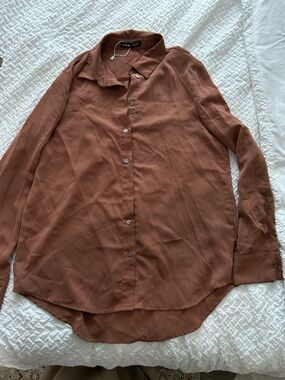 SHEIN Men’s Brown Casual Long-Sleeve Button Down Shirt